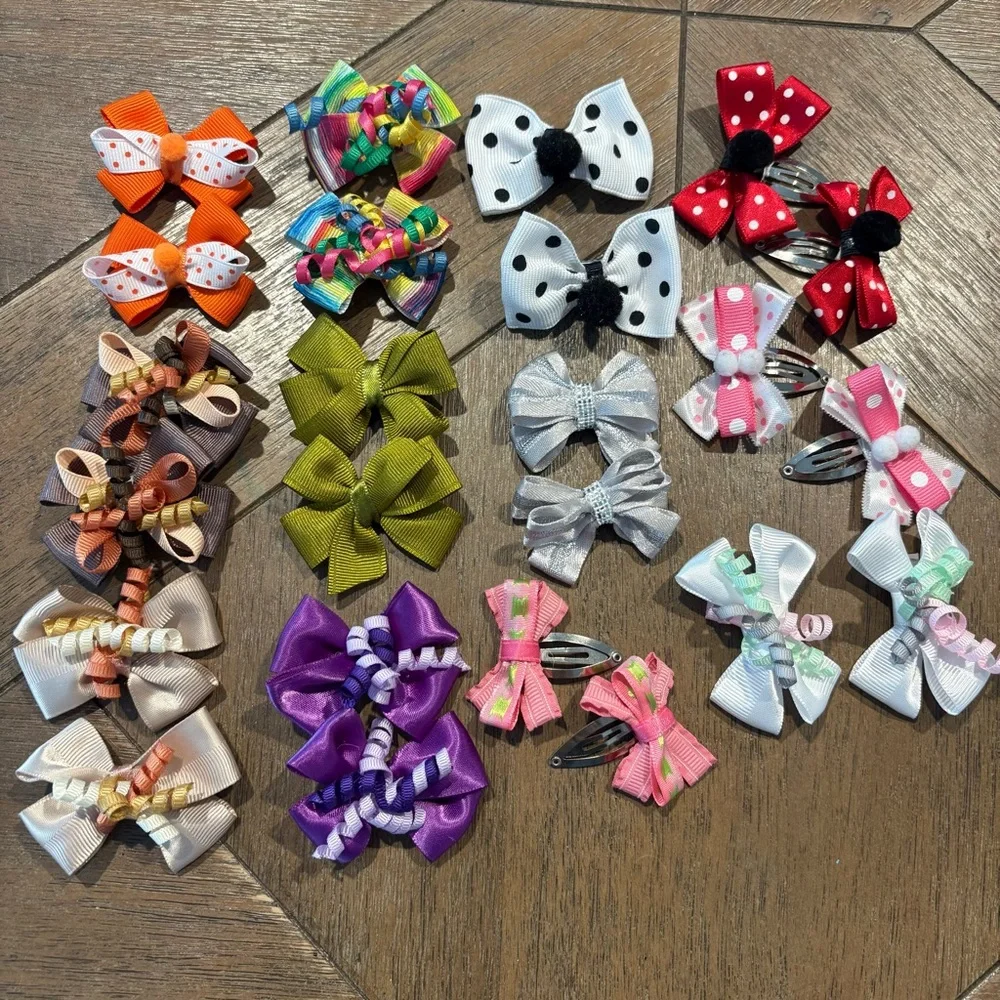 Handmade Colorful Bow Hair Clips Set for Girls